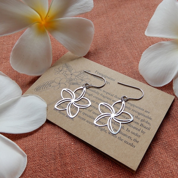 Frangipani Earrings: Stainless Steel Botanical Wild Flower Earrings