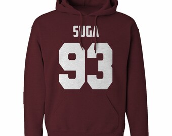 VINTAGE RETRO HOODIE SUGA Lサイズ BTS Suga 93 Black Long Sleeve Hooded Pullover Sweatshirt