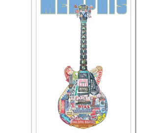 Memphis Guitar Poster - B.B. King Lucille - Gibson ES-330 or ES-355