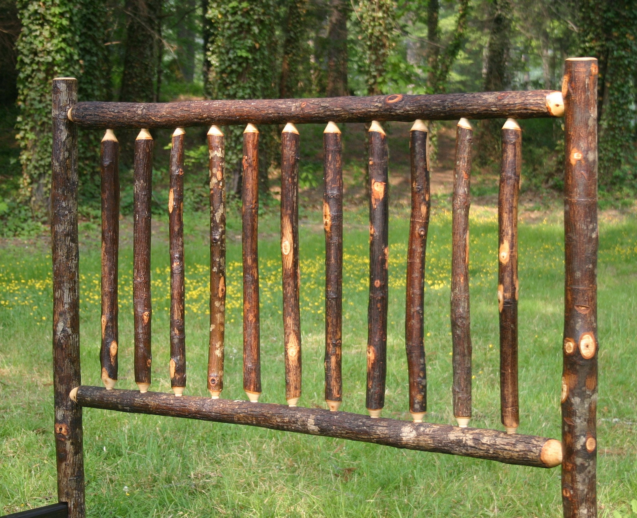 Rustic Headboard Hickory Spindle Log Headboard Queen Etsy