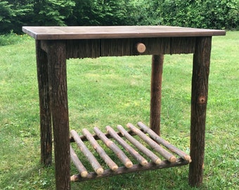 Rustic Lodge Table with Hickory Log Legs, Rustic Furniture