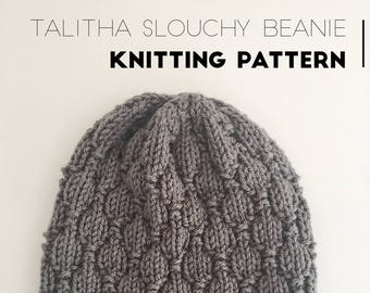 Knit Talitha Slouchy Beanie PATTERN / Knit Pattern / Knitting Pattern / Hat Pattern / Slouchy Beanie / Instant Download Pattern / PDF