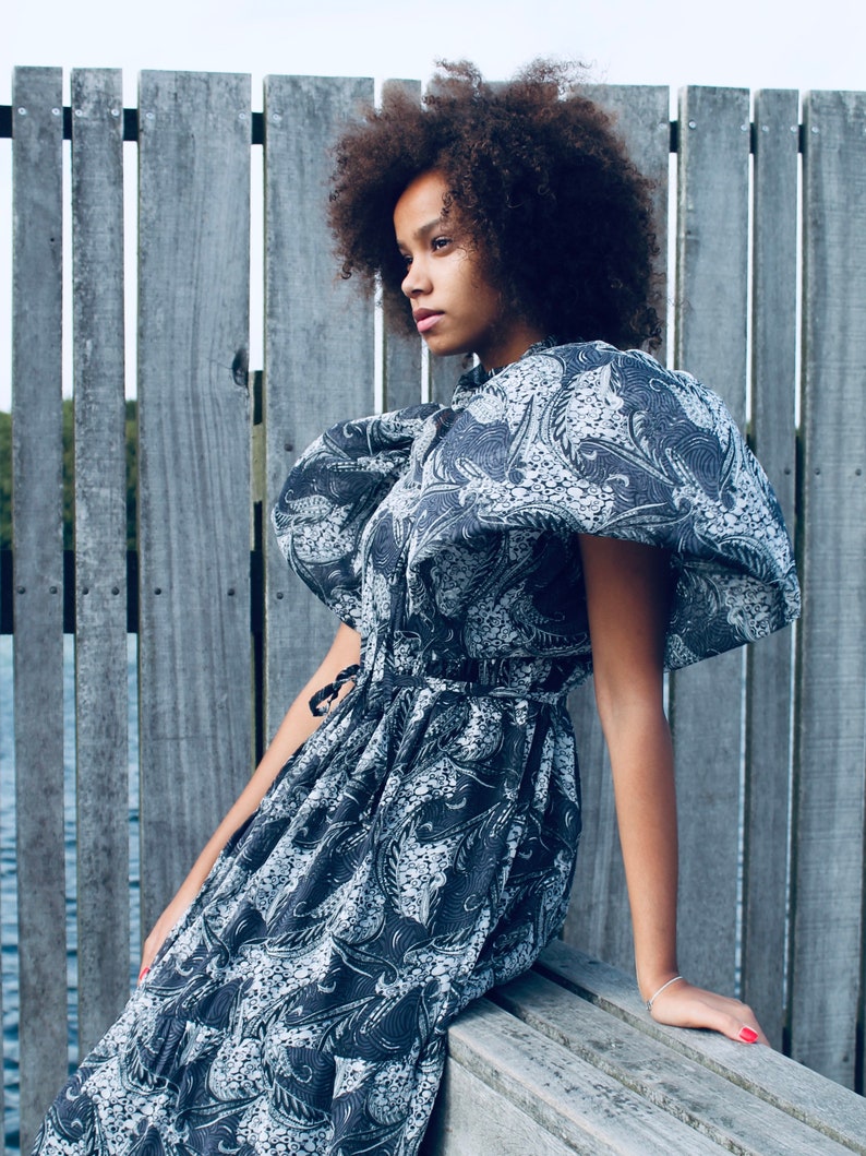 DRESS CHIFFON GRAY /semi couture/made in Denmark/slow image 6