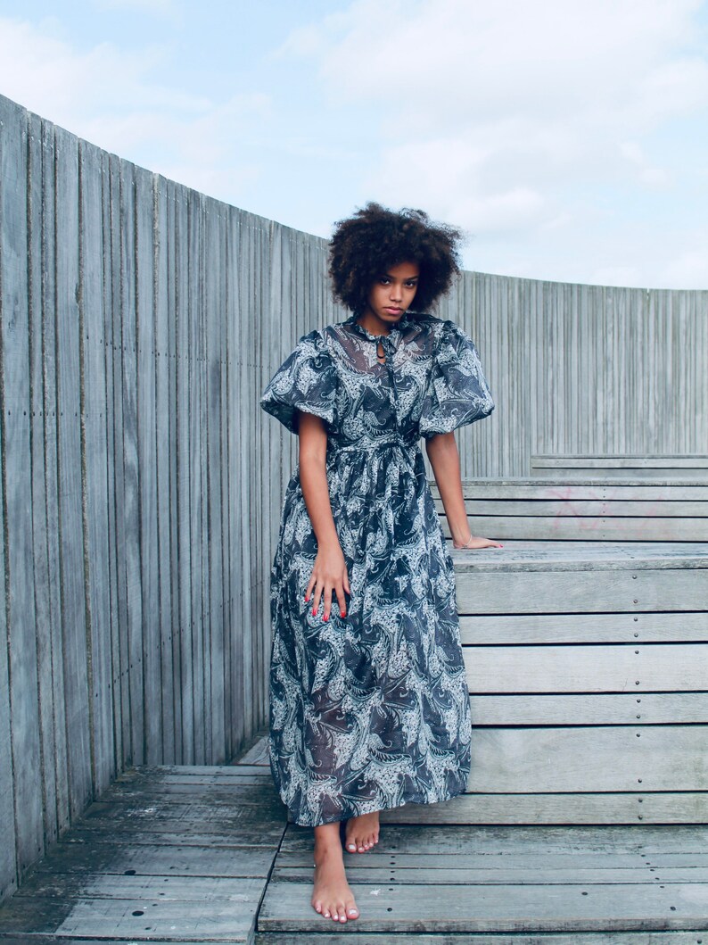 DRESS CHIFFON GRAY /semi couture/made in Denmark/slow image 5