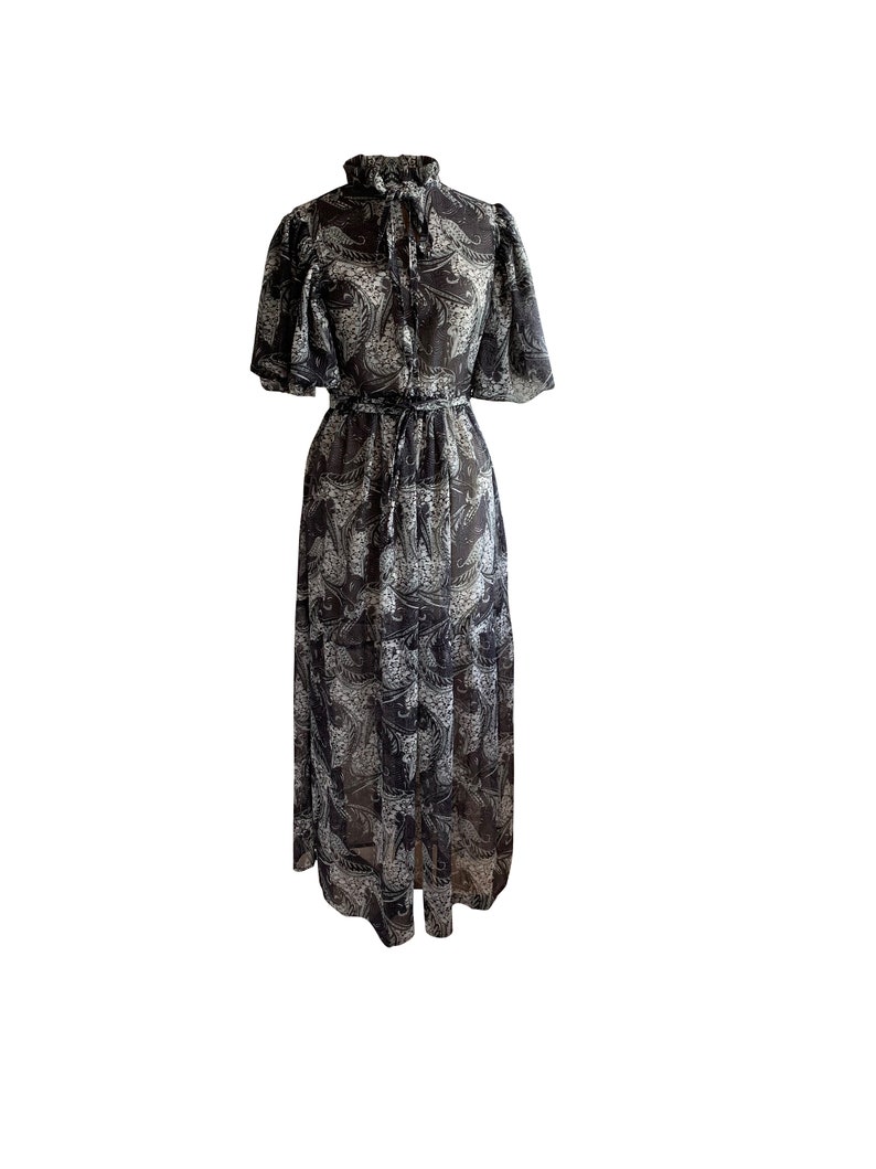 DRESS CHIFFON GRAY /semi couture/made in Denmark/slow image 2