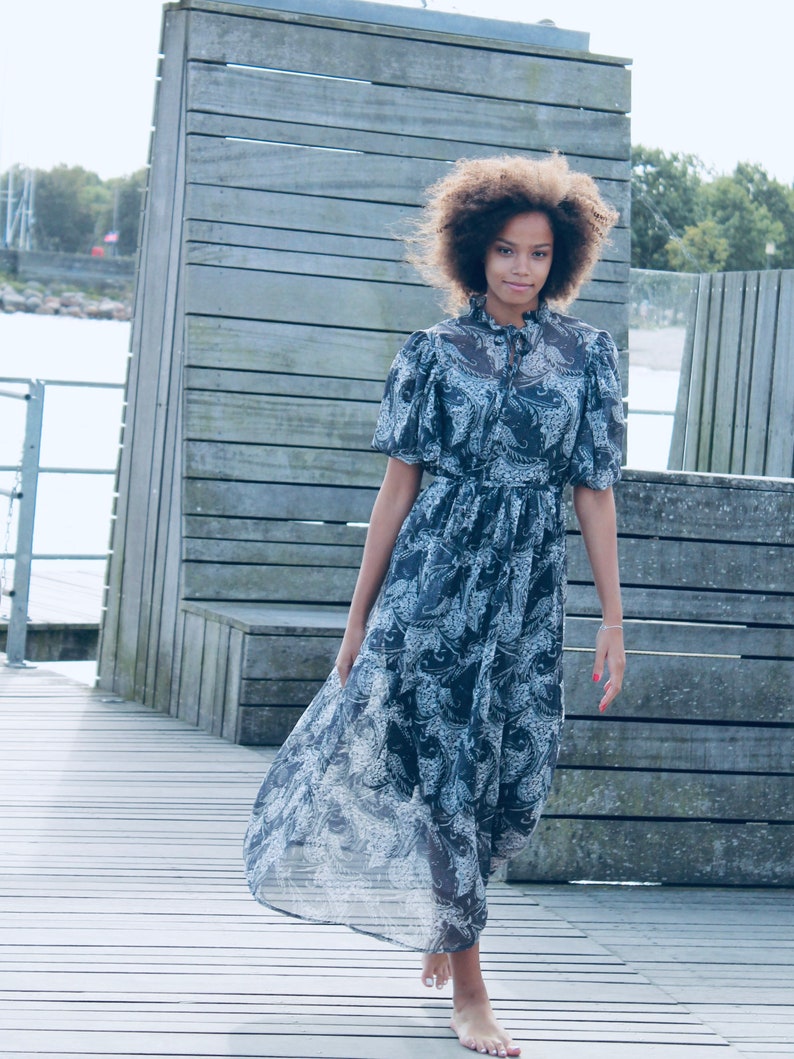 DRESS CHIFFON GRAY /semi couture/made in Denmark/slow image 1