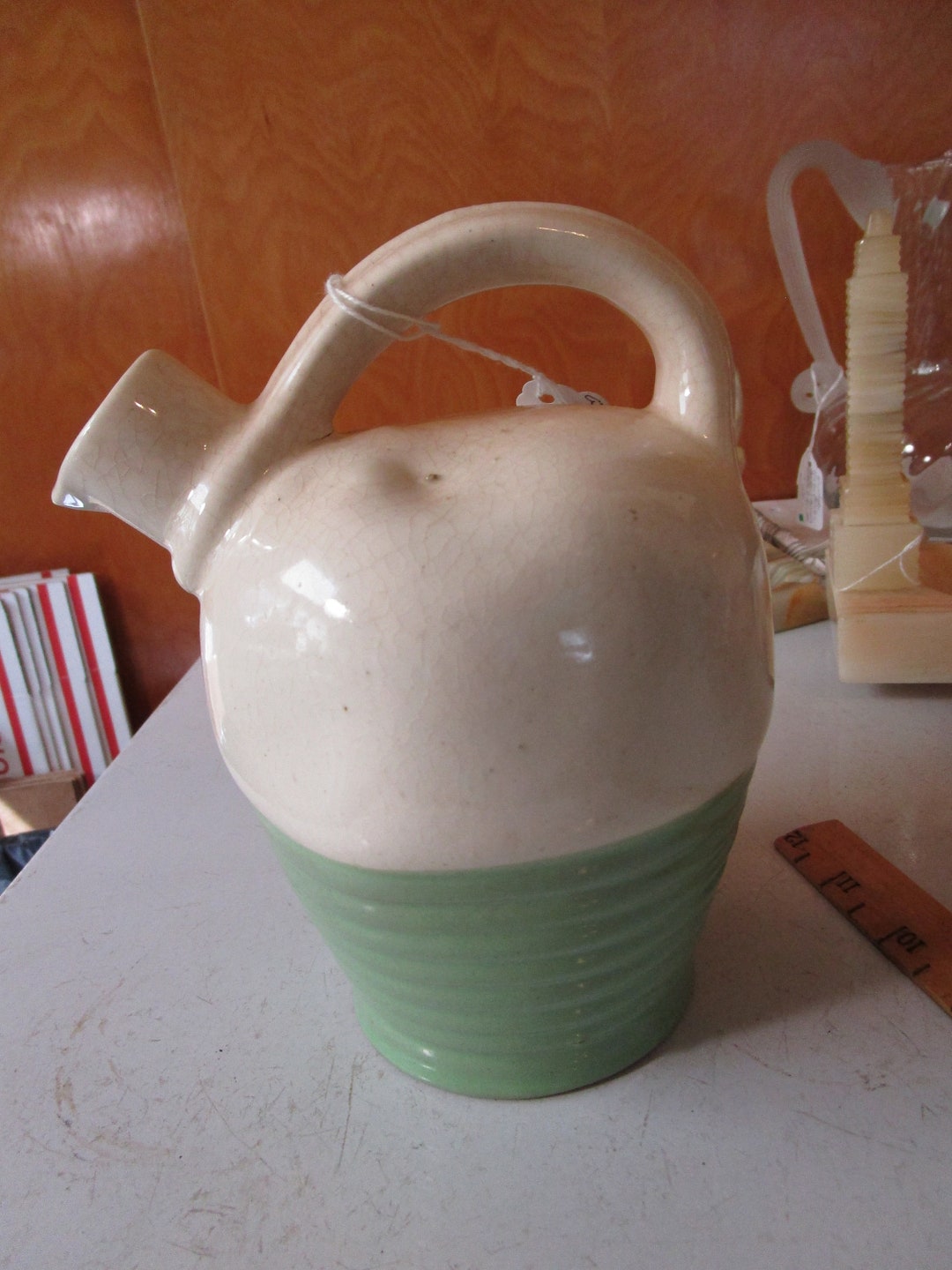 Antique Mohawk Liquor R4 Stoneware Jug 192030's, 7 Tall, Whiskey Jug