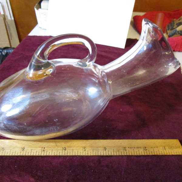 Antique Clear Glass Female Urinal Mold Blown Glass with Applied Handle