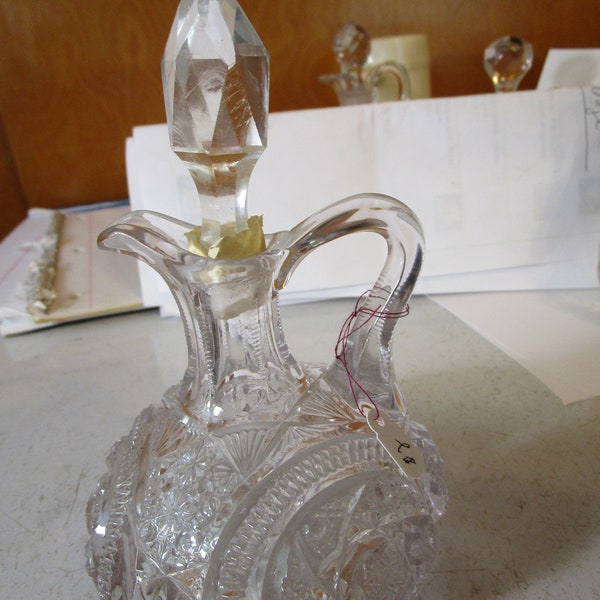 Antique Vinegar Cruet Lavender-Tinged, Ohio Flint Glass Co. No. 45 AZMOOR in Bowling Green-OH/Dunkirk-IN, 1905