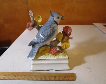 Vintage Porcelain Blue Bird Singing Music Box by Towle Fine Porcelain