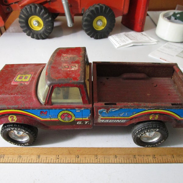 Vintage Nylint Red Metal GT Racing Motorsport Team Pickup Truck