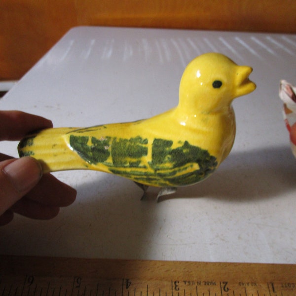 Vintage Ceramic Clip-On Yellow Bird, Bird Bath Clip-On Bird