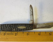 Vintage Utica Cutlery Co. Utica, NY 2 Blade Jack Knife Black Jigged Handle