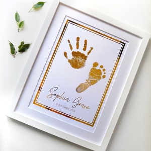 Personalised Baby Hand & Footprint - Gold Silver Rose Gold Handmade Foil Print Personalized - Great Gift