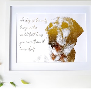 Personalised Handmade Gold Foil Print - Your Pet (dog, cat or other) and a Quote