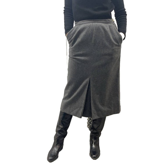 Chanel Wool Midi Pencil Skirt in Grey Size EUR 44 - image 1