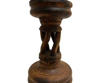 Wooden Twisted Hand Made Candlestick Holder