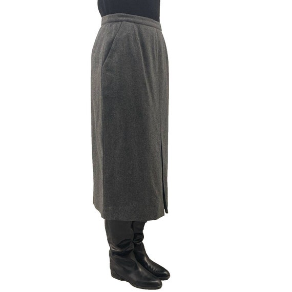Chanel Wool Midi Pencil Skirt in Grey Size EUR 44 - image 3