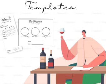 Kit de dégustation de vin à l'aveugle - Modèles imprimables en noir et blanc pour n'importe quelle imprimante