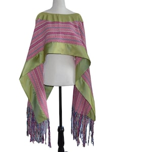 Mexicaanse handgeweven roze poncho One Size