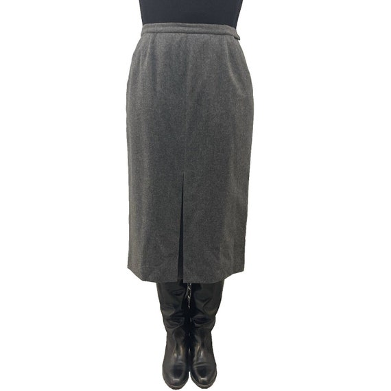 Chanel Wool Midi Pencil Skirt in Grey Size EUR 44 - image 2