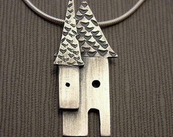 Collier maison en argent sterling Argentium bye Andree Chenier