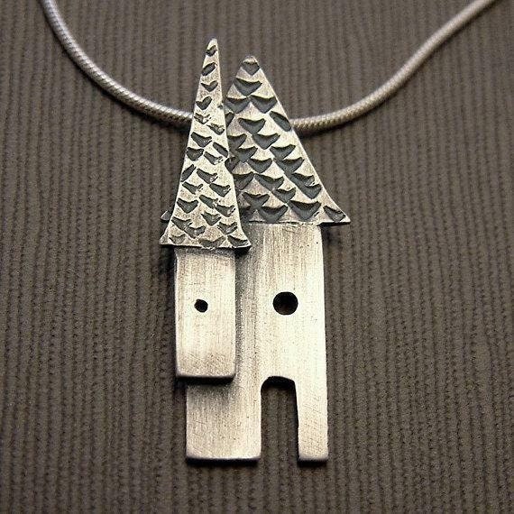 Argentium Sterling Silver House Necklace bye Andree Chenier