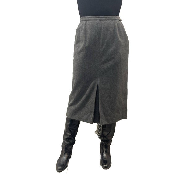 Chanel Wool Midi Pencil Skirt in Grey Size EUR 44 - image 7