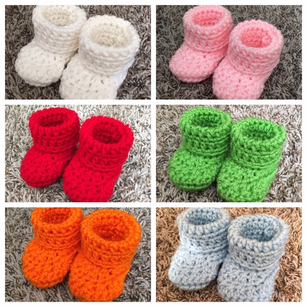 9 Colors Baby Booties Crochet Handmade Size 0-3 Months