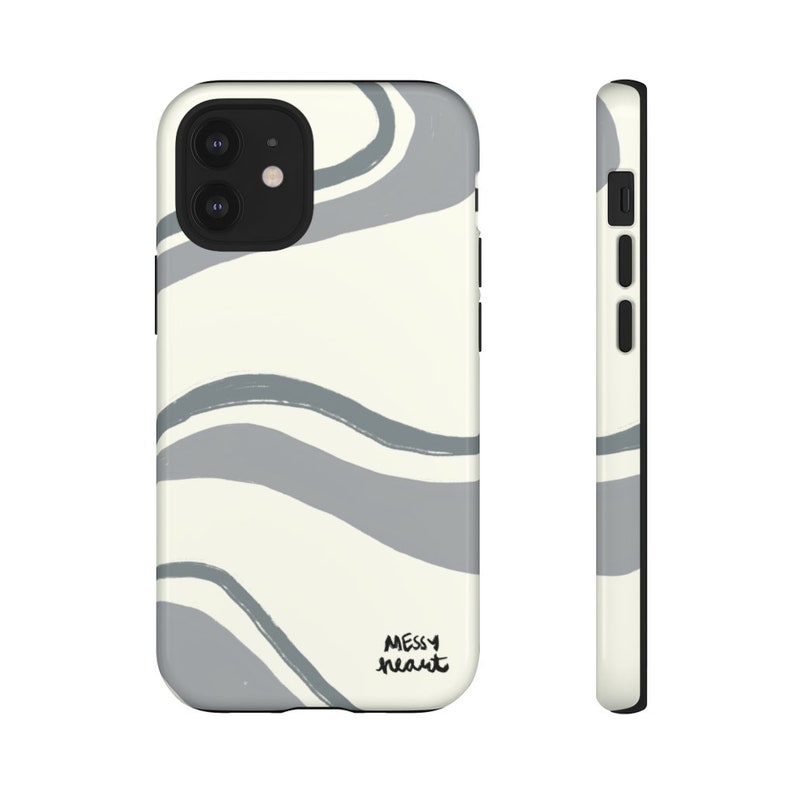 iPhone or Samsung Tough Case MESSYheart original design artsy retro swirl sage green plant leaf vintage surf style