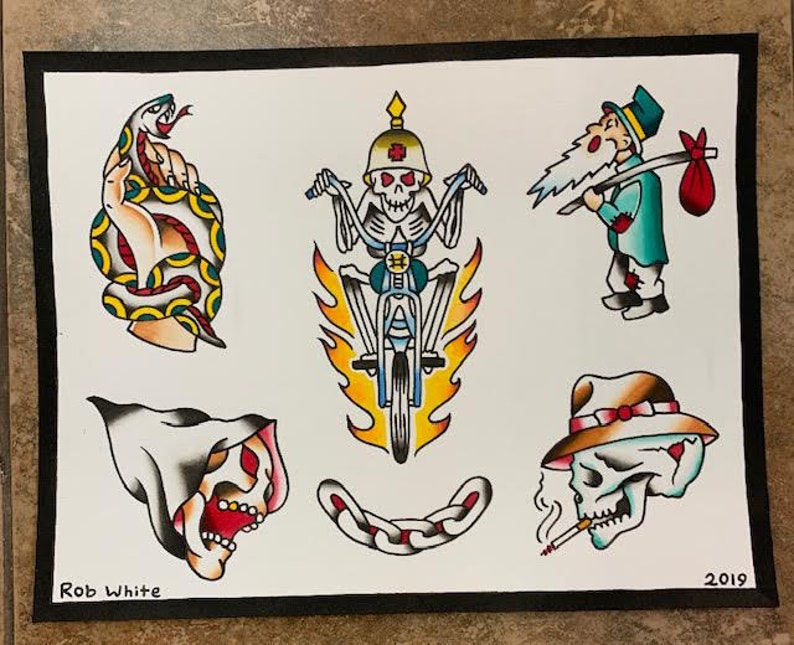 Hand Painted Tattoo Flash #2 .br Hand Painted Tattoo Flash #2 .br