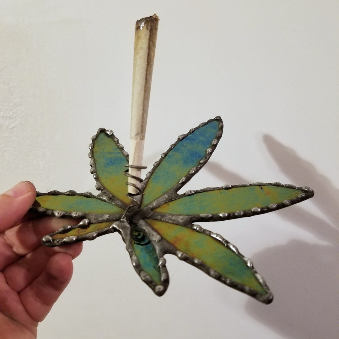 Hemp Leaf Stained Glass Holder Etsy