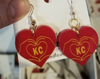 Cute heart with hands KC earrings - laser cut acrylic