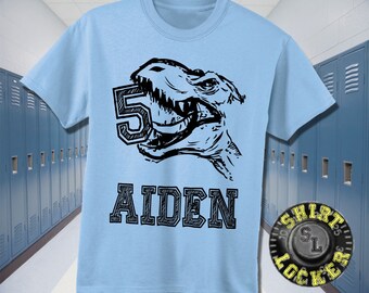 Personalized Tyrannosaurus Rex Dinosaur Birthday Youth Cotton Shirt All Sizes Many Colors Jurassic World Parody