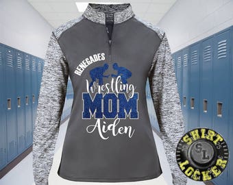 Personalized Wrestling Mom Glitter Design Women's Performance 1/4 Zip Sport Shirt Team Spirit Wear Support Your Favorite Player