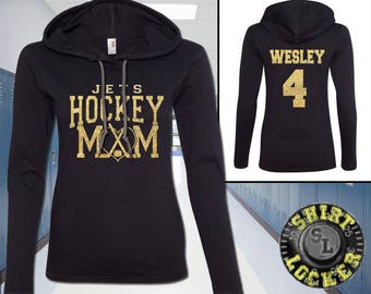 Hockey Mom Glitter Design Lightweight Womens Hoodie Tee Shirt Anvil Quality Team Spirit Wear Support Your Favorite Player