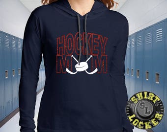 Personalized Hockey Mom Glitter Design Lightweight Women's Hoodie Tee Shirt By Anvil Quality Team Spirit Wear Support Your Favorite Player