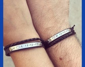 Personalized couple bracelets, Couple bracelet set, leather bracelet, couples bracelet, anniversary gifts for boyfriend, couples bracelets