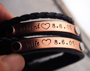 夫婦のカップルブレスレット、カップルのレザーブレスレット、カップルギフト、カップルの記念日ギフト、結婚記念日ギフト、カップルの目標