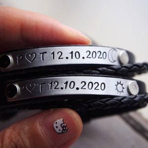 Joyería para parejas, Juego de pulseras para parejas, Pulsera de cuero para parejas a juego, Pulsera para parejas, Regalos de aniversario para novios, Pulseras para parejas