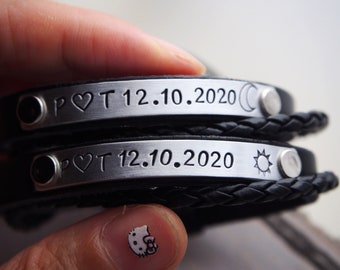 Couples Jewelry, Couple bracelet set, Matching Couple leather bracelet, couples bracelet, anniversary gifts for boyfriend, couples bracelets