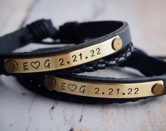 Personalized couple bracelets, leather Couple bracelet set, couples bracelet, anniversary gift for boyfriend, couples bracelet, Couople Gift