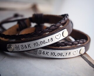 Bracciali Personalizzati Per Coppia Con Nome Inciso – Cordoncino Intrecciato E Acciaio – Regalo Per Fidanzati E Fidanzate