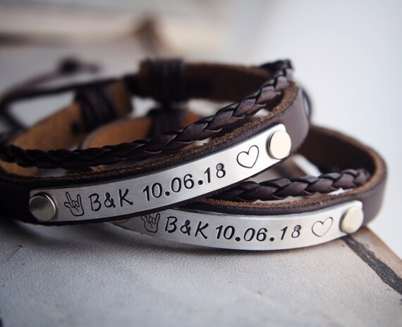 Bracciali Personalizzati Per Coppia Con Nome Inciso – Cordoncino Intrecciato E Acciaio – Regalo Per Fidanzati E Fidanzate