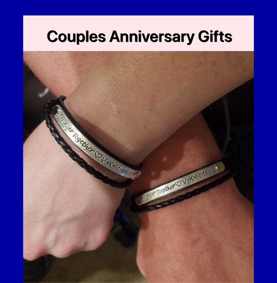 Buy Anniversary Gifts for Boyfriend Girlfriend, Personalized Stamped  Leather Bracelets, Couple Bracelets, Brown Leather Bracelets, Couples Gifts  Online in India - Etsy