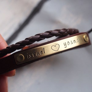 Customized leather bracelet, leather anniversary bracelets, engraved bracelet, leather bracelet anniversary gift for him customized bracelet
