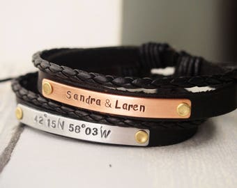 Bracelet en cuir personnalisé, bracelet personnalisé, bracelet anniversaire en cuir pour couples, bracelet personnalisé, bracelet personnalisé pour lui