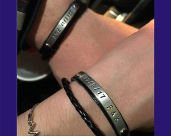 Pulseras personalizadas para parejas a juego, conjunto de pulseras para parejas, pulsera personalizada de cuero hecha a mano, pulsera de aniversario, pulsera personalizada
