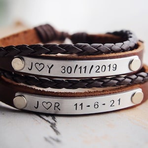 Initial Couples Bracelets, leather couple bracelets, men leather bracelet, anniversary leather bracelet, couple jewelry, cople gifts, couple