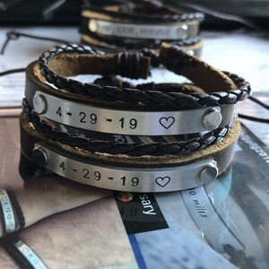 Pulseras de fecha del 3er aniversario, Regalos de pareja, Pulseras de aniversario de pareja, Pulseras de pareja, Pulsera de fecha de pareja, joyería hecha a mano gIFT